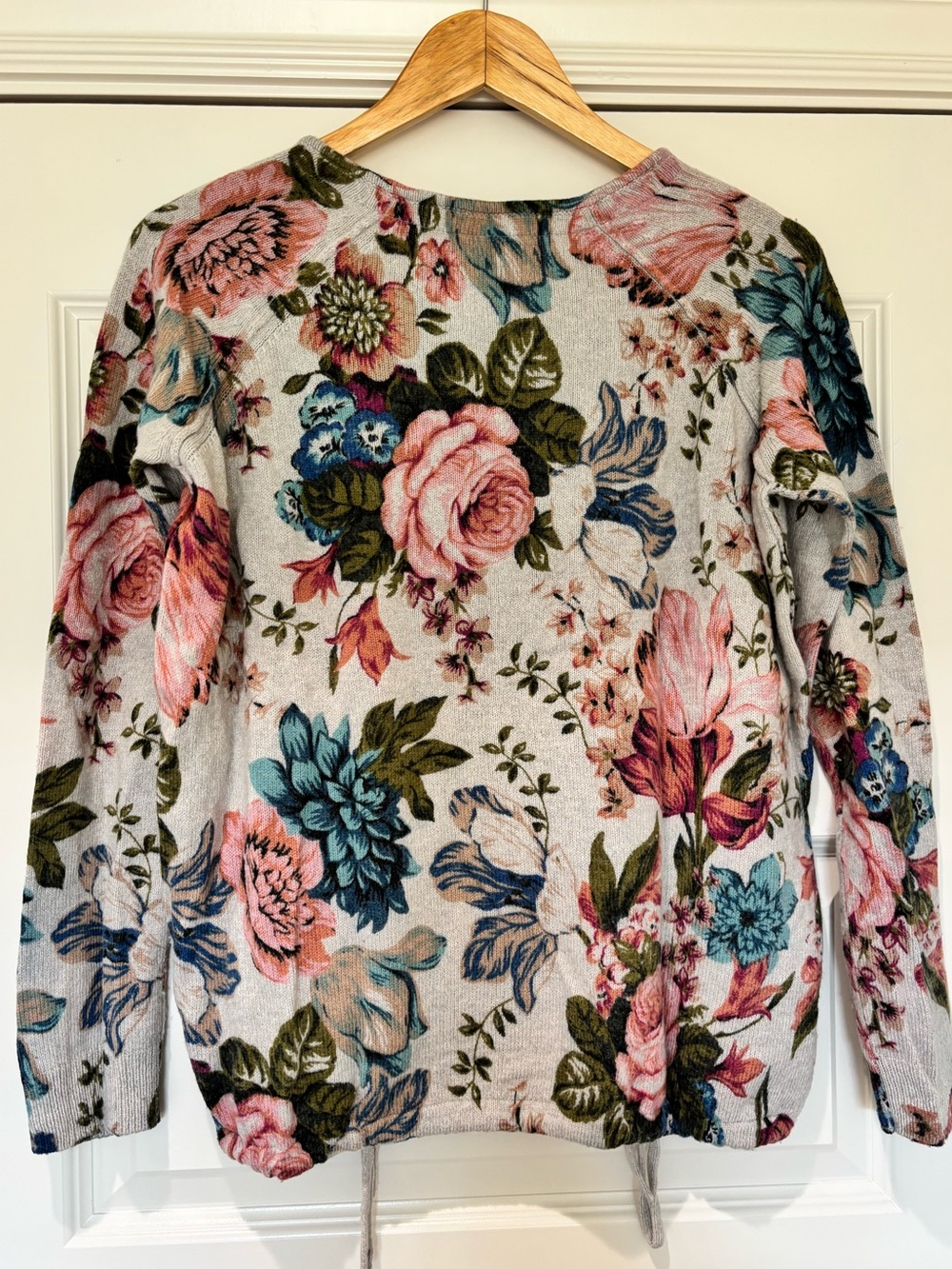 Anthropologie Angel Of The North S Gray Floral Sweater Embroidery Cottagecore - Picture 6 of 14